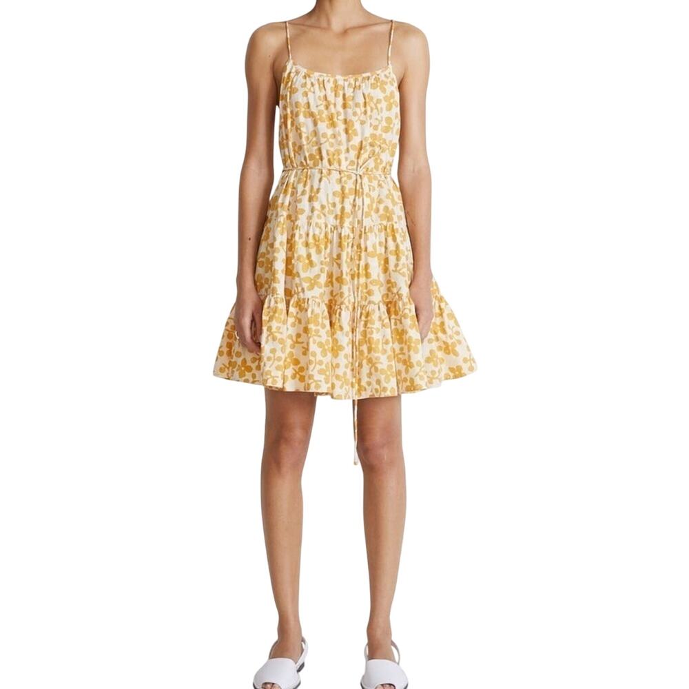 Apiece Apart Biba Tiered Floral Cream Organic Cotton Minidress NEW